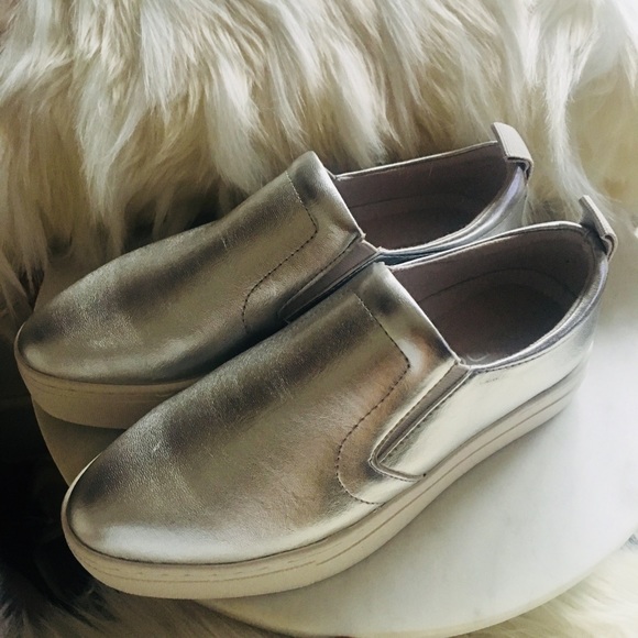 Aldo Shoes - ALDO Metallic Silver Slip-On Sneakers